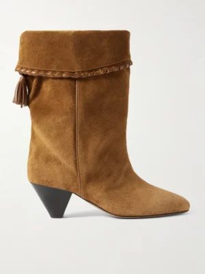 ISABEL MARANT Dalby Tasseled Leather-trimmed Suede Ankle Boots