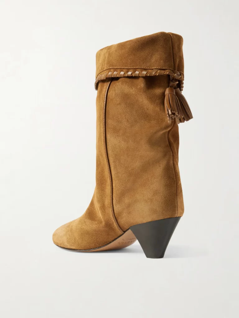 Dalby Tasseled Leather-trimmed Suede Ankle Boots Full Size Image 3