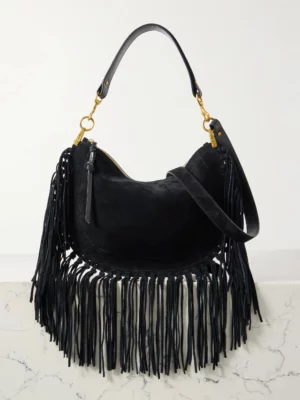 ISABEL MARANT Oskan Soft Fringed Suede Shoulder Bag