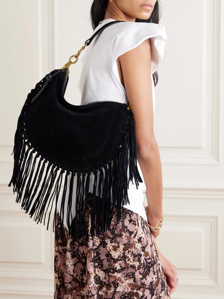 Oskan Soft Fringed Suede Shoulder Bag Full Size Image 2