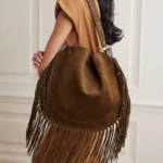 Oskan Soft Fringed Suede Shoulder Bag Thumbnail 2