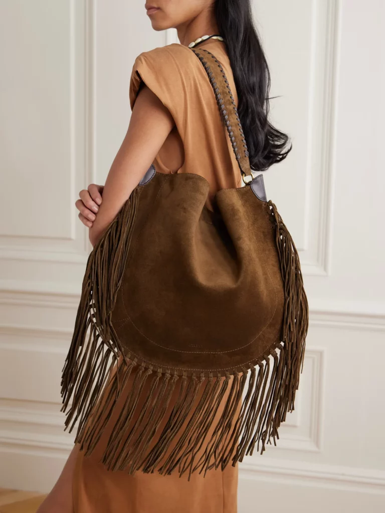 Oskan Soft Fringed Suede Shoulder Bag Full Size Image 2