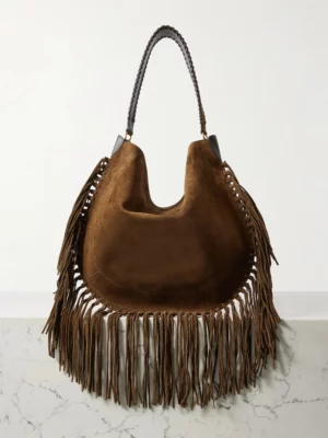 ISABEL MARANT Oskan Soft Fringed Suede Shoulder Bag