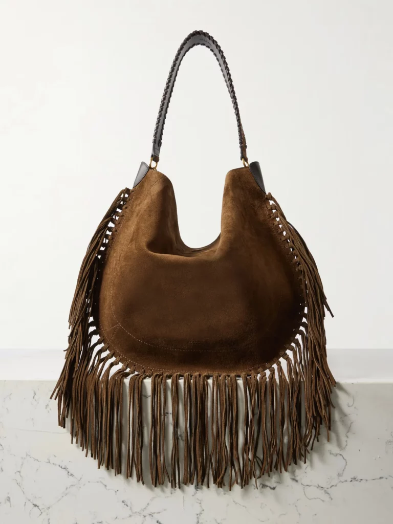 Oskan Soft Fringed Suede Shoulder Bag Full Size Image 1