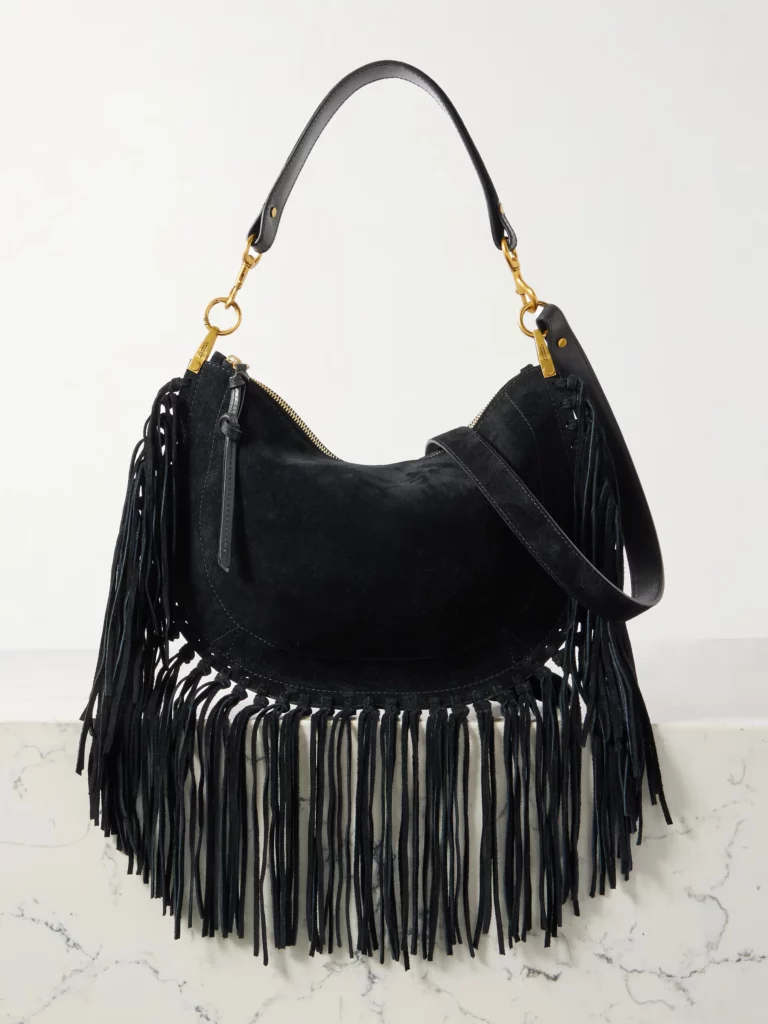 Oskan Soft Fringed Suede Shoulder Bag Full Size Image 1