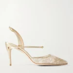 Vittorio 85 Lame-trimmed Metallic Lace Slingback Pumps Thumbnail 1