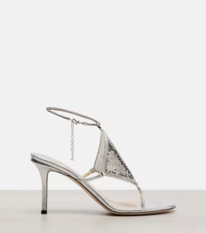 JIMMY CHOO Archive Thong 85 Metallic Leather Sandals