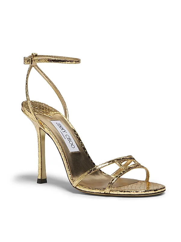 Leo Metallic Leather Sandals Full Size Image 4