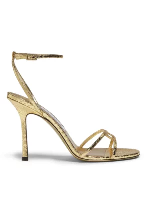 JIMMY CHOO Leo Metallic Leather Sandals