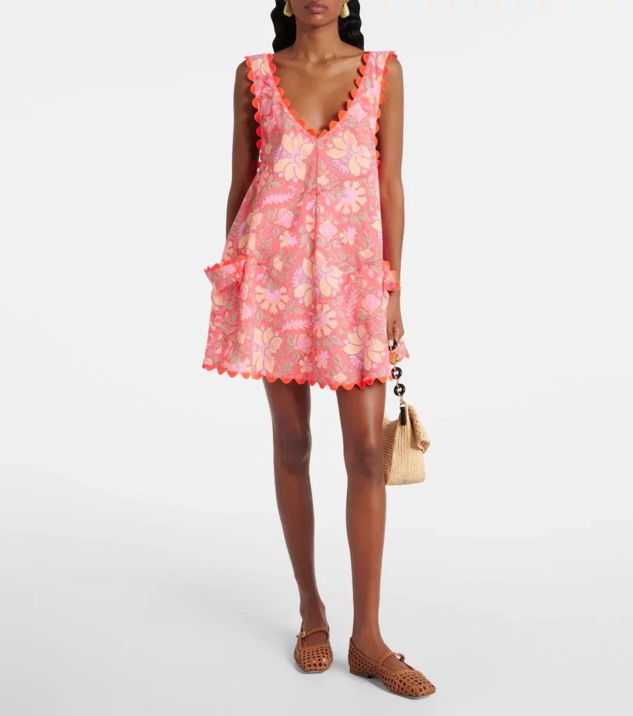 Floral Scalloped Cotton Minidress Full Size Image 1