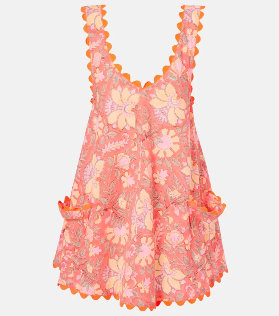 Floral Scalloped Cotton Minidress Full Size Image 3