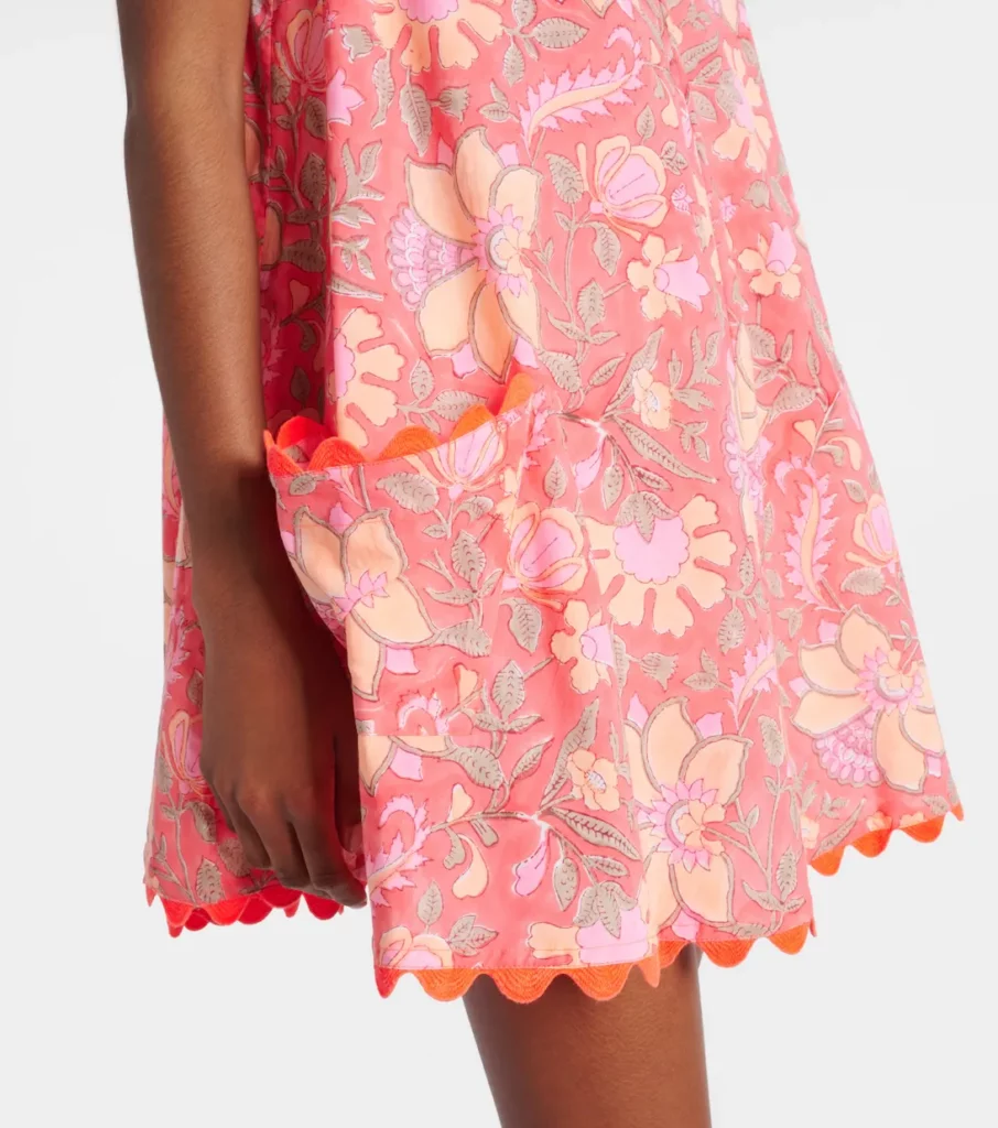 Floral Scalloped Cotton Minidress Full Size Image 6