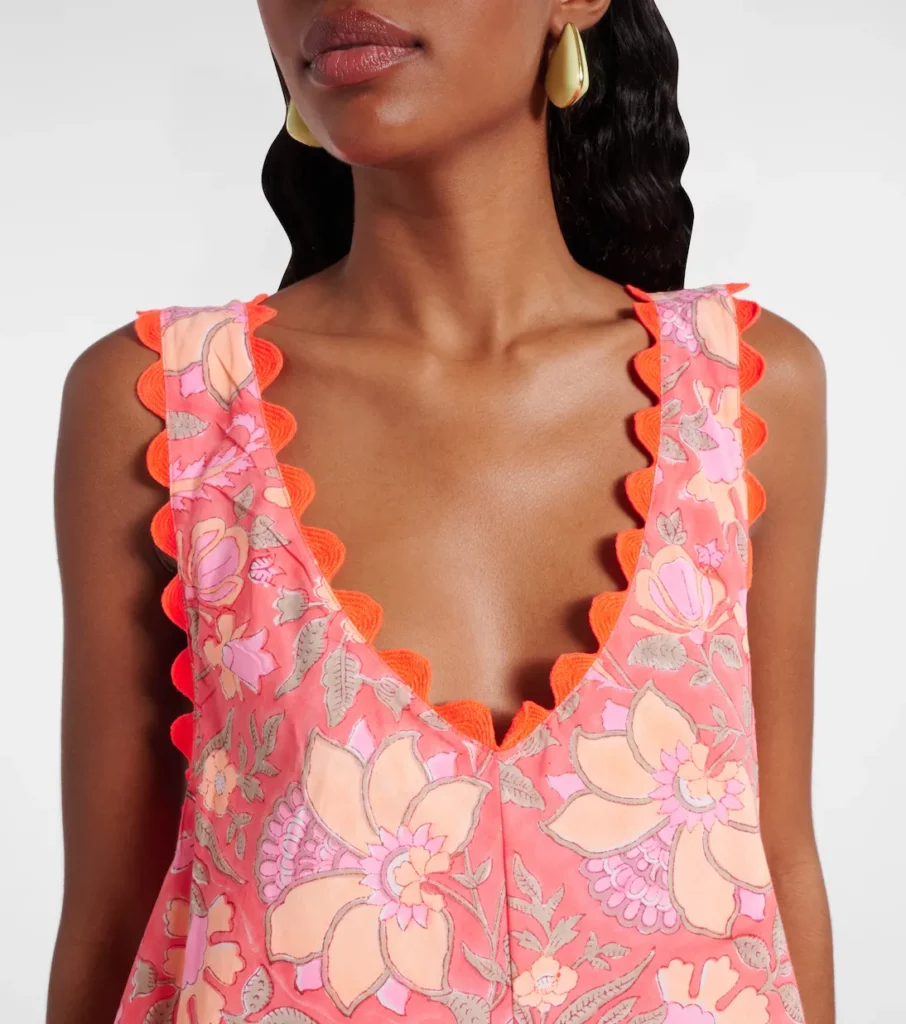 Floral Scalloped Cotton Minidress Full Size Image 5