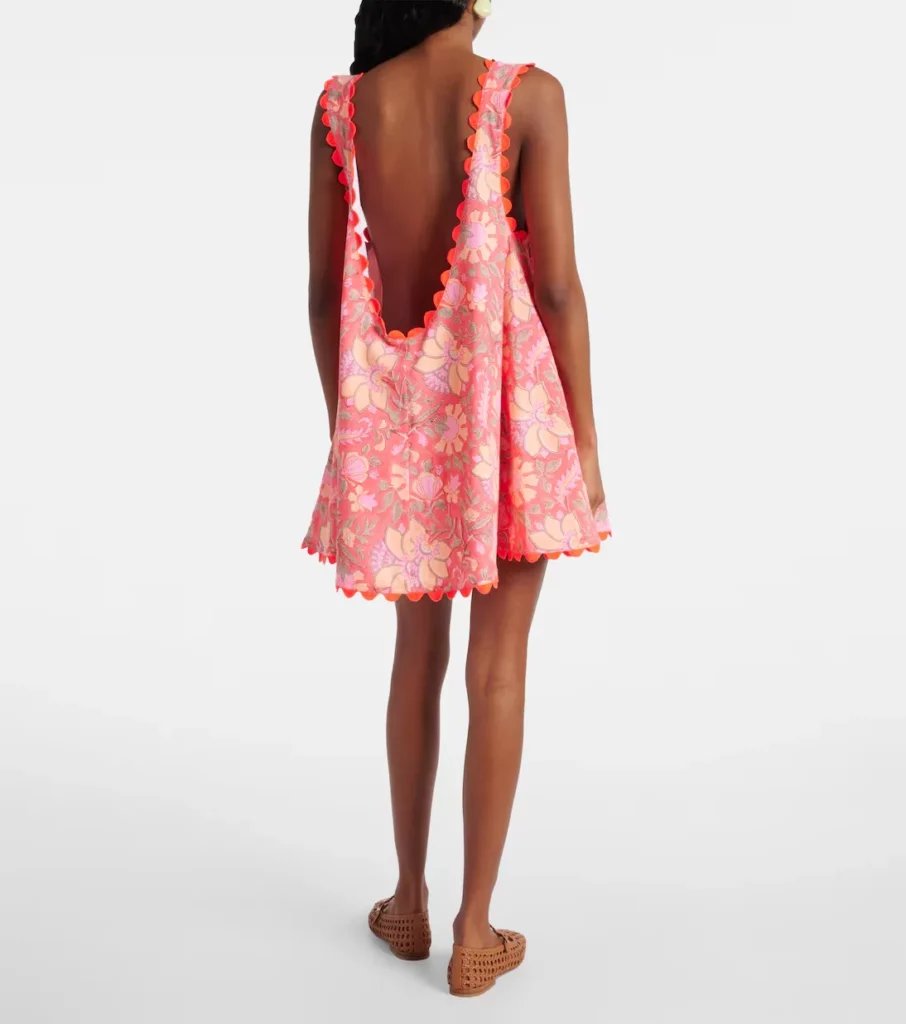 Floral Scalloped Cotton Minidress Full Size Image 4