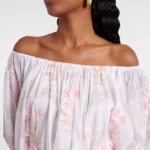 Printed Off-shoulder Cotton Minidress Thumbnail 4