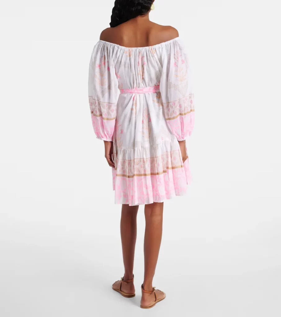 Printed Off-shoulder Cotton Minidress Full Size Image 6