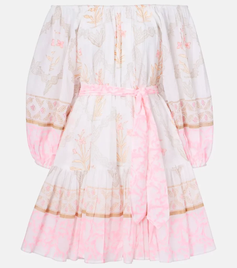 Printed Off-shoulder Cotton Minidress Full Size Image 5