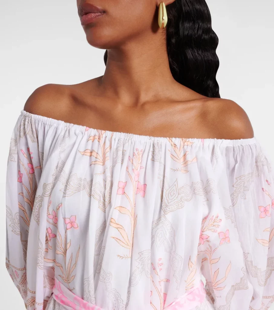 Printed Off-shoulder Cotton Minidress Full Size Image 4