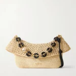 Paula’s Ibiza Ola Embellished Leather-trimmed Raffia Shoulder Bag Thumbnail 1