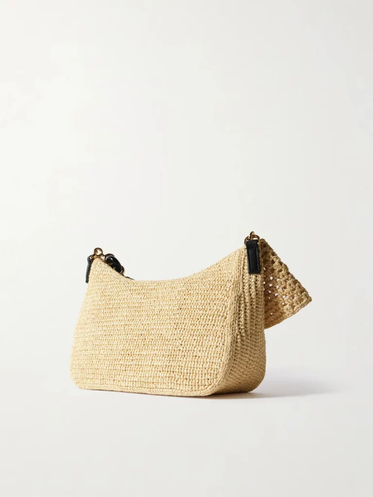 Paula’s Ibiza Ola Embellished Leather-trimmed Raffia Shoulder Bag Full Size Image 2