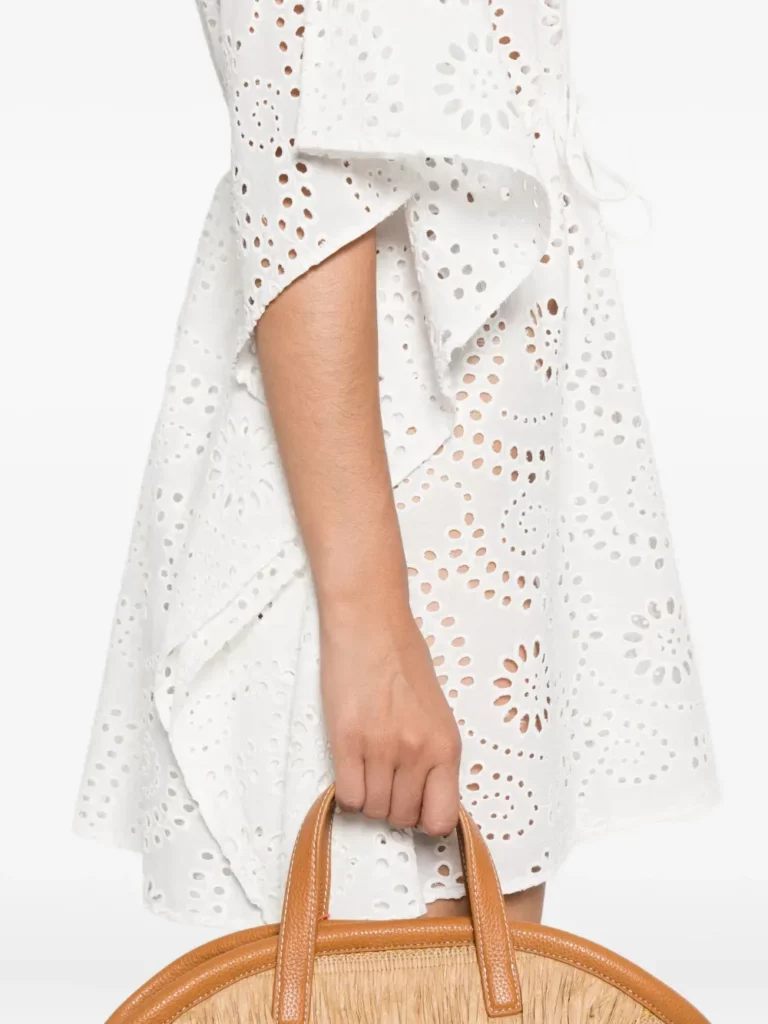 Broderie-anglaise Drawstring Mini Dress Full Size Image 3