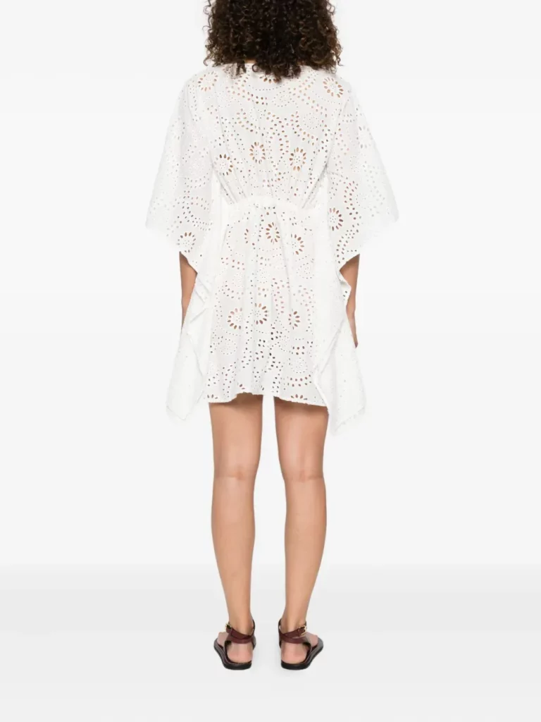 Broderie-anglaise Drawstring Mini Dress Full Size Image 4