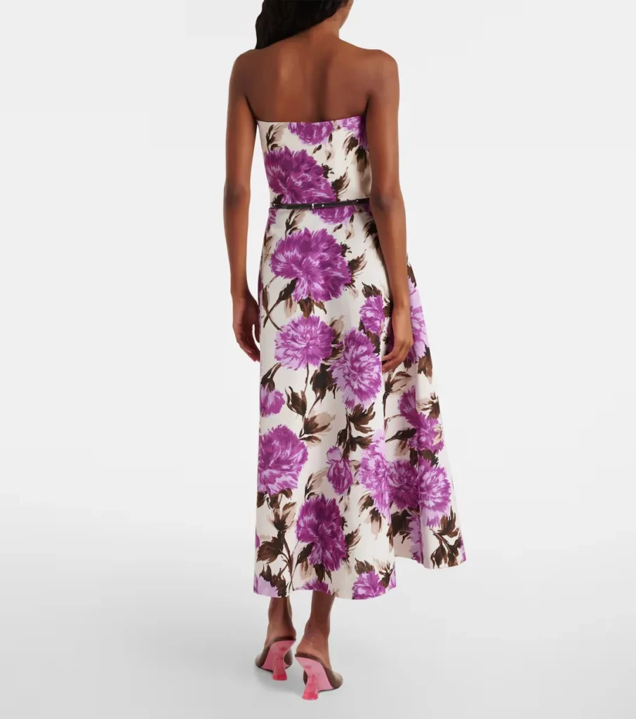 Floral Cotton-blend Faille Midi Dress Full Size Image 5