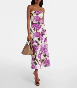 MAX MARA Floral Cotton-blend Faille Midi Dress
