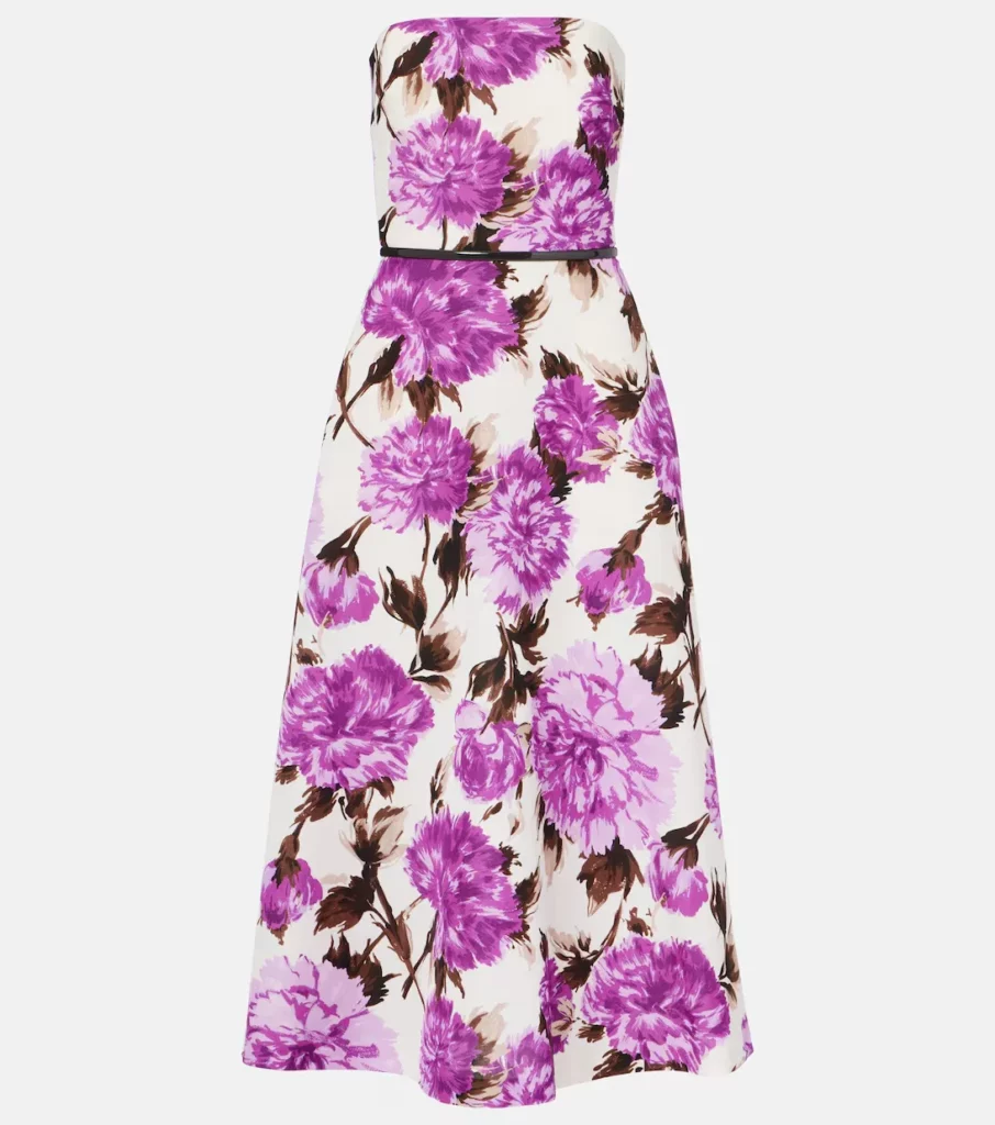 Floral Cotton-blend Faille Midi Dress Full Size Image 4