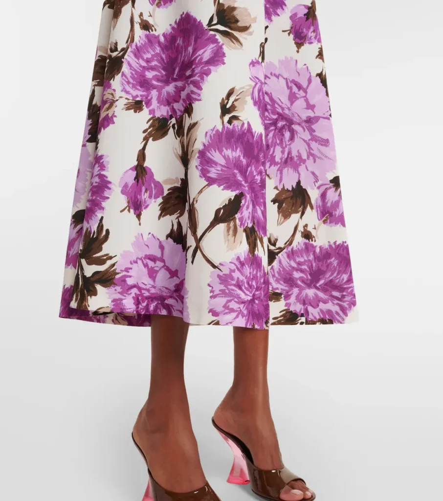 Floral Cotton-blend Faille Midi Dress Full Size Image 3