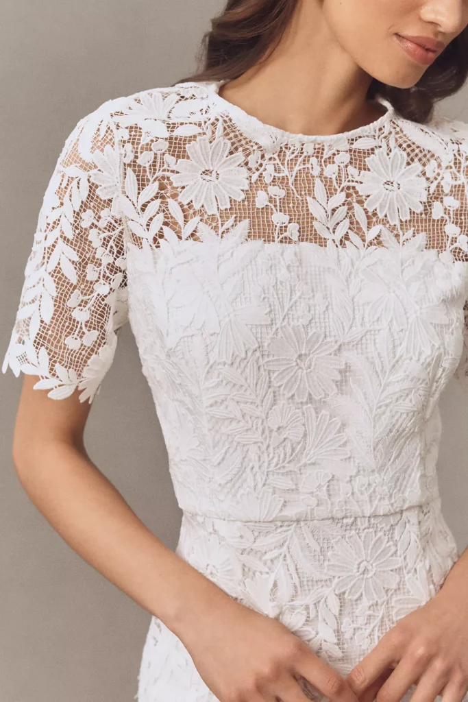 Nikoletta Mixed Lace Pleated Mini Dress Full Size Image 4