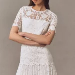 Nikoletta Mixed Lace Pleated Mini Dress Thumbnail 2