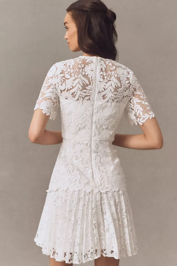 Nikoletta Mixed Lace Pleated Mini Dress Full Size Image 3