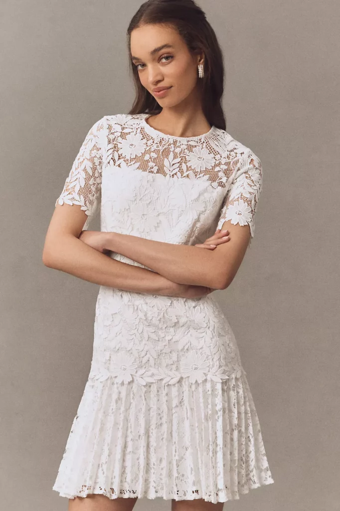 Nikoletta Mixed Lace Pleated Mini Dress Full Size Image 2