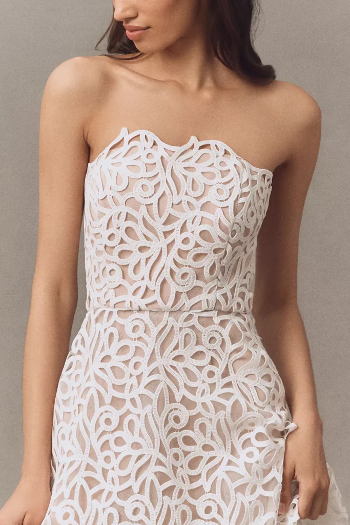 Petunia Strapless Lace A-Line Midi Dress Full Size Image 3