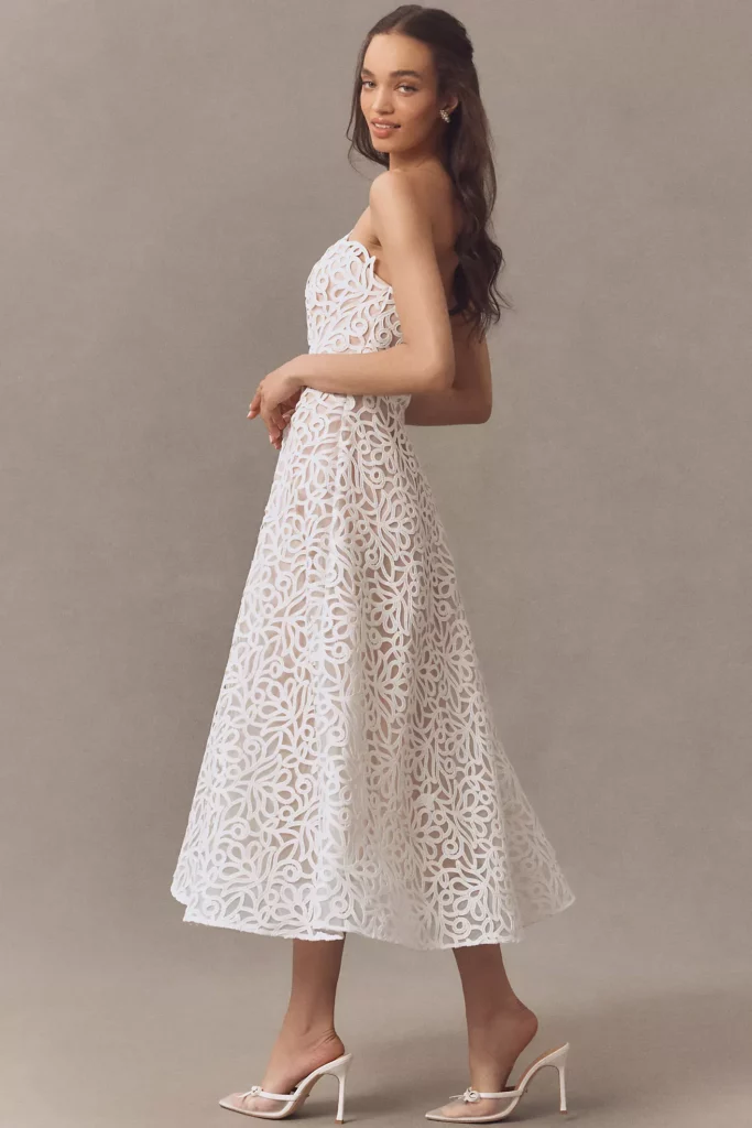 Petunia Strapless Lace A-Line Midi Dress Full Size Image 4