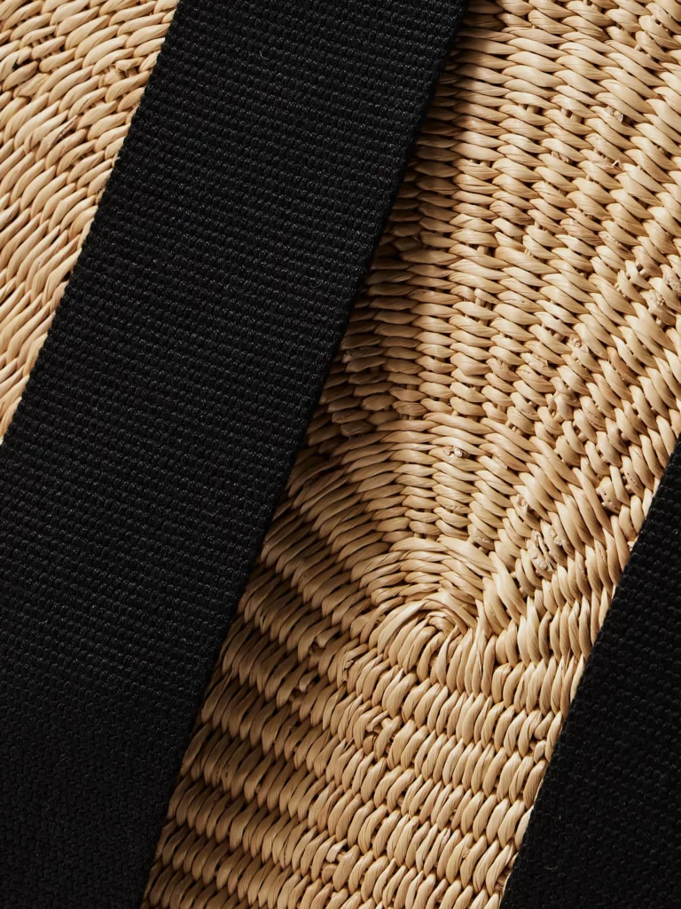 Mina mini Canvas-trimmed Woven Straw Tote Full Size Image 3