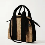 Mina mini Canvas-trimmed Woven Straw Tote Thumbnail 2