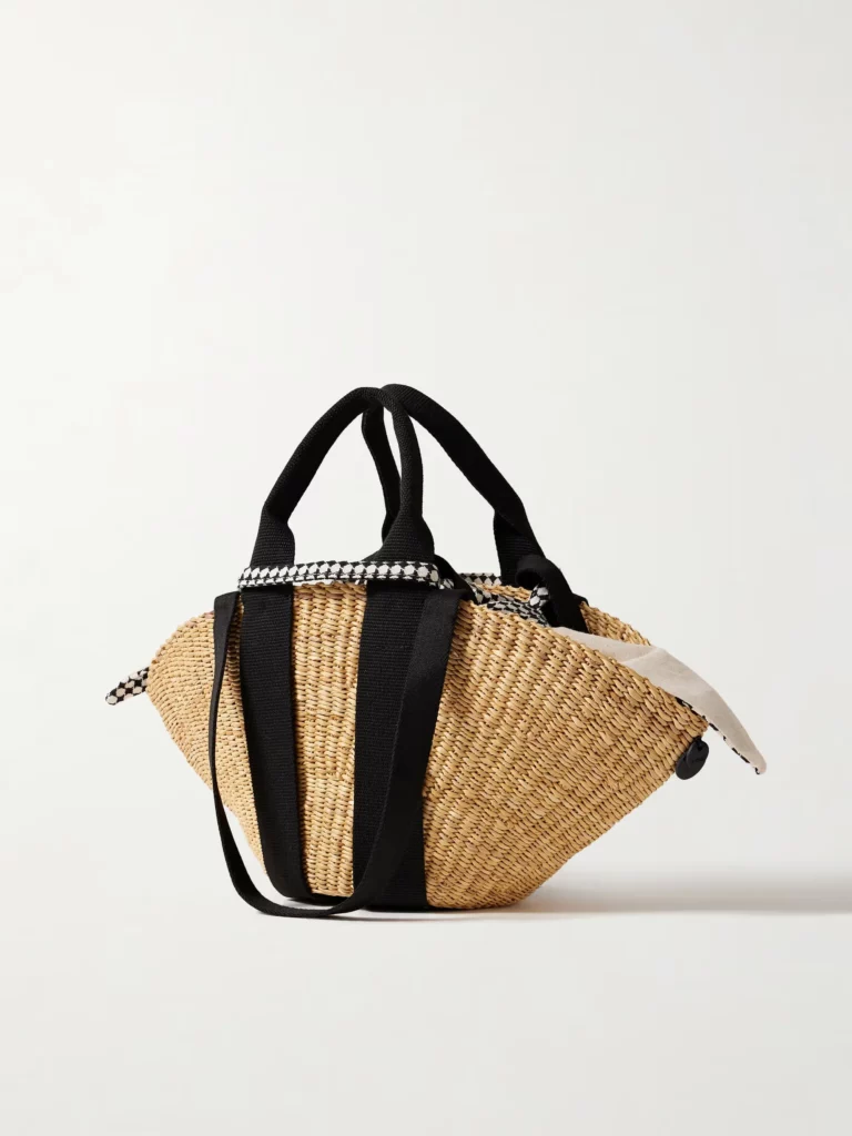Sophie Mini Webbing-trimmed Woven Straw Tote Full Size Image 6