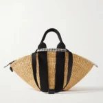 Sophie Mini Webbing-trimmed Woven Straw Tote Thumbnail 1