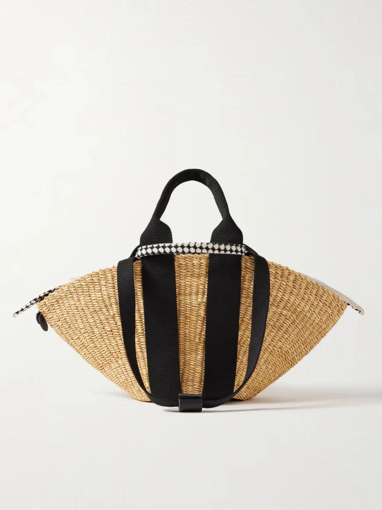 Sophie Mini Webbing-trimmed Woven Straw Tote Full Size Image 1