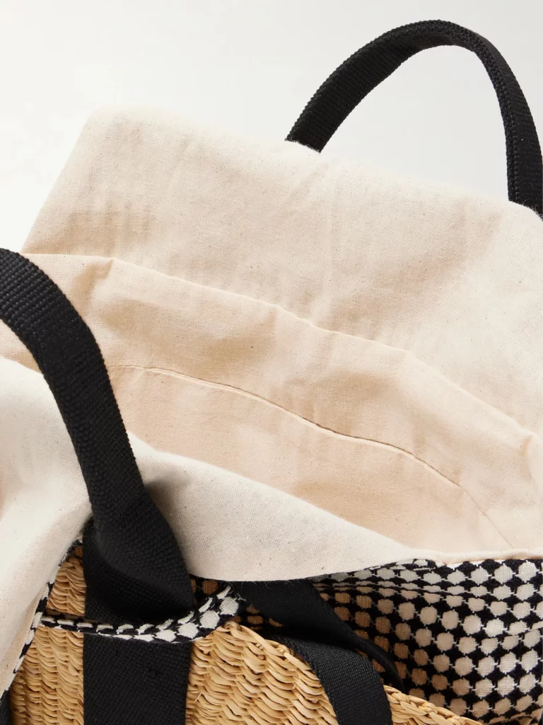 Sophie Mini Webbing-trimmed Woven Straw Tote Full Size Image 3