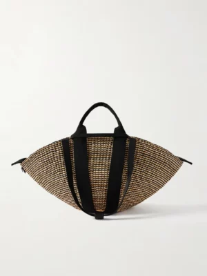 MUUÑ Sophie Webbing-trimmed Woven Straw Tote