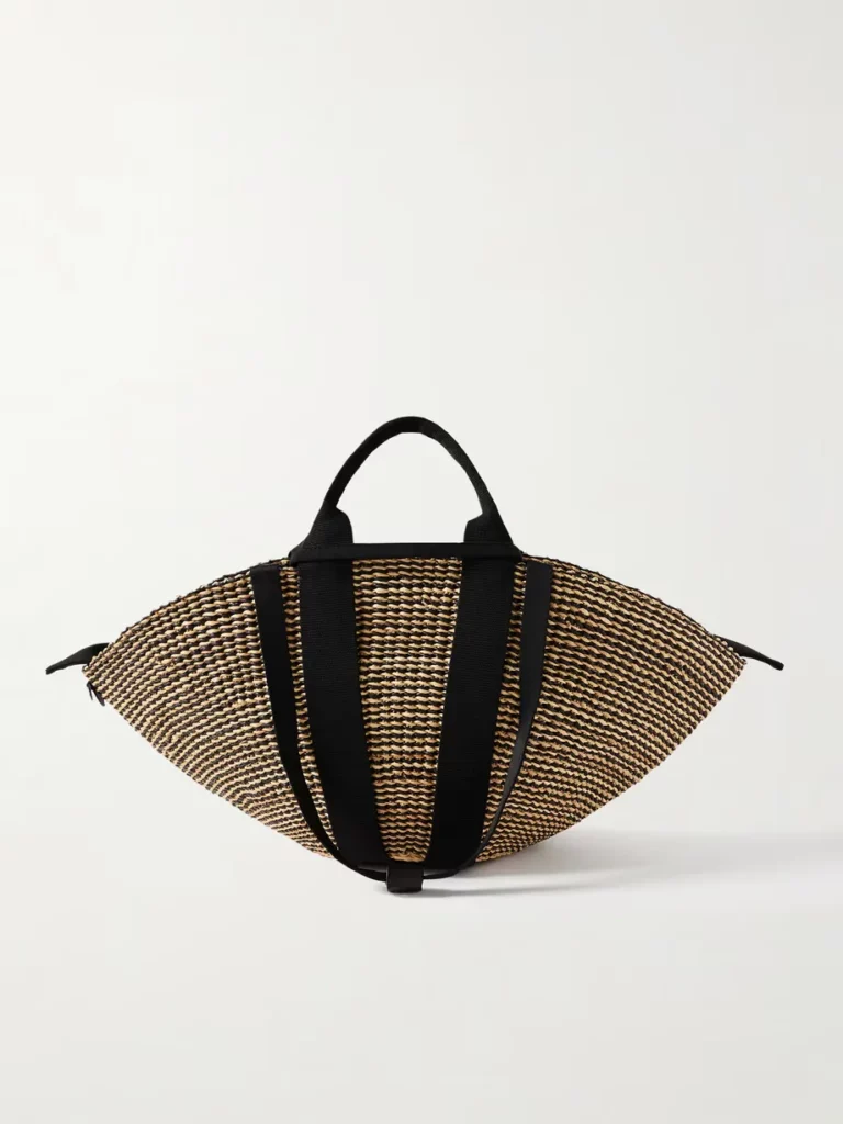 Sophie Webbing-trimmed Woven Straw Tote Full Size Image 1