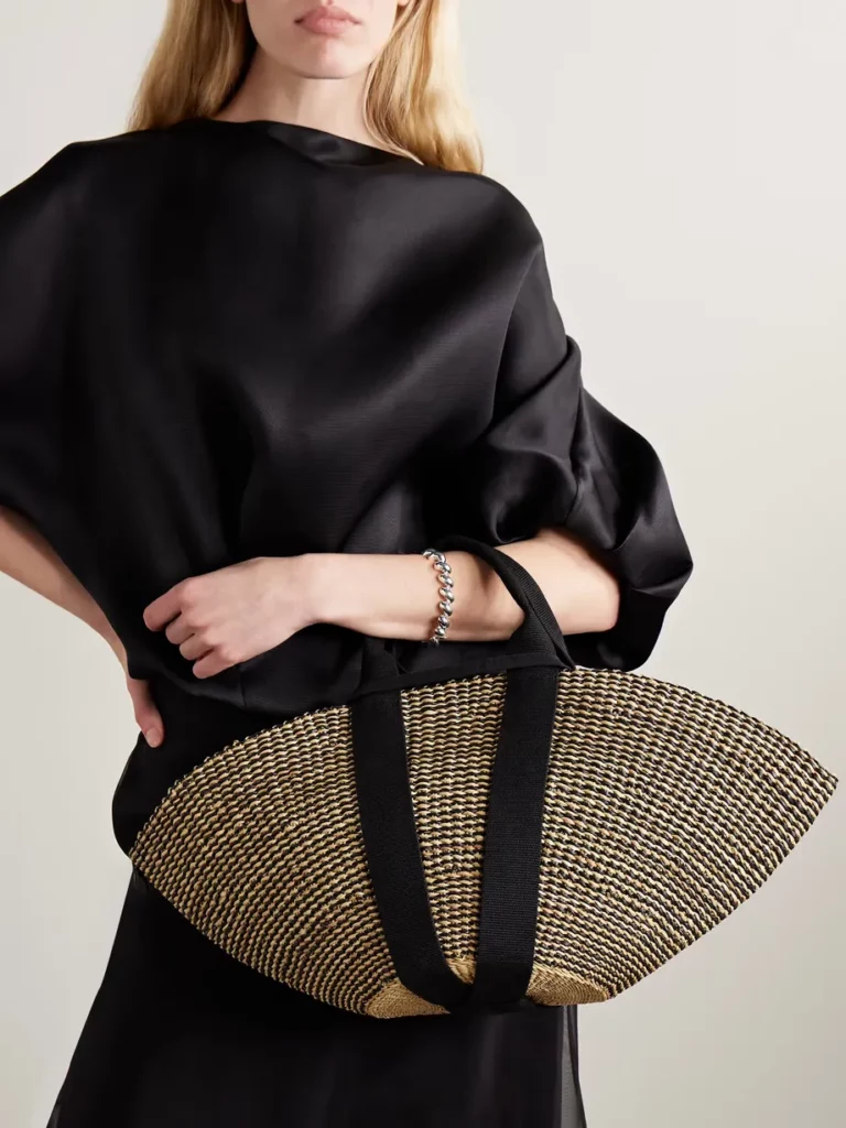 Sophie Webbing-trimmed Woven Straw Tote Full Size Image 2