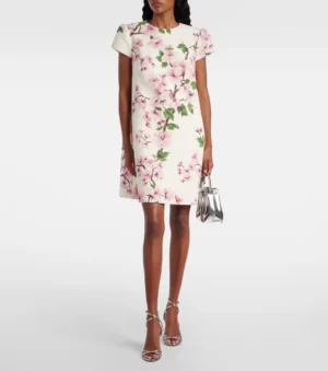 OSCAR DE LA RENTA Floral Cotton-blend Tweed Minidress