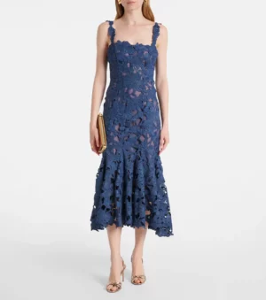 OSCAR DE LA RENTA Guipure Lace Midi Dress