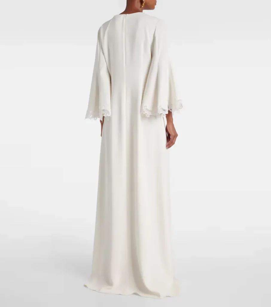 Lace-trimmed Silk-blend Georgette Kaftan Full Size Image 5