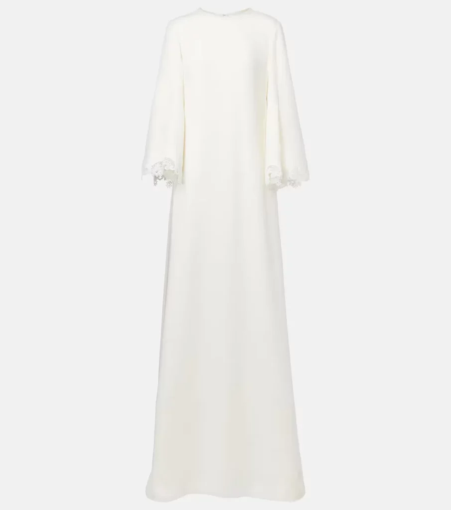 Lace-trimmed Silk-blend Georgette Kaftan Full Size Image 3