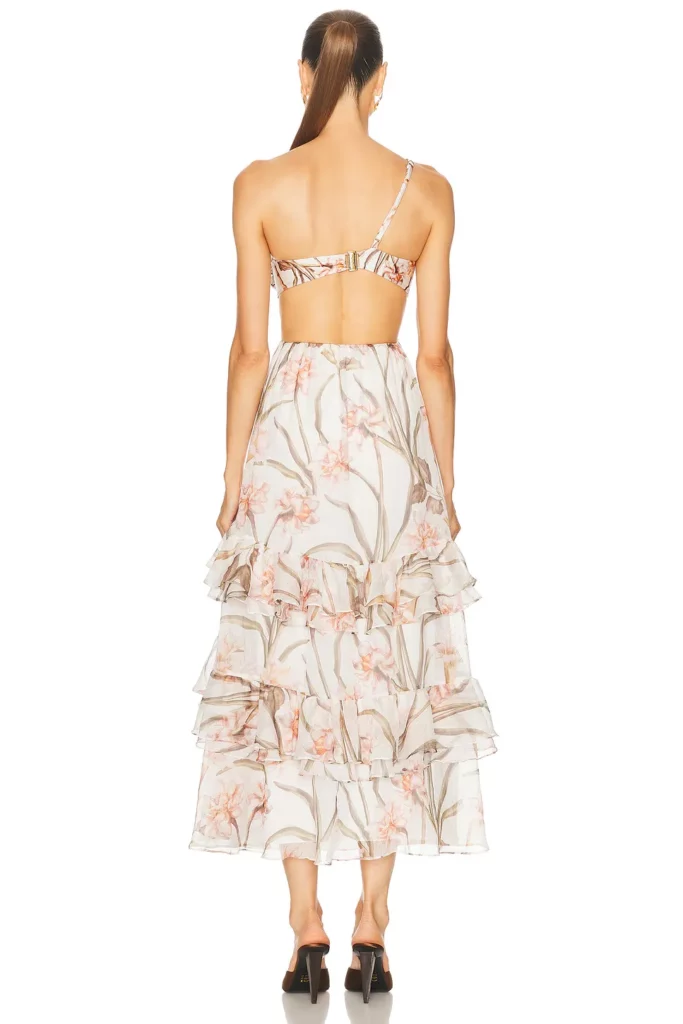 Botanic Retro Flower Applique Beach Dress Full Size Image 4